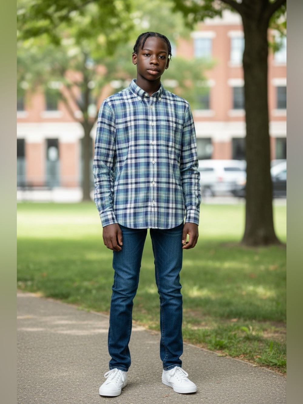 Abercrombie & Fitch Mens Size XS Blue Plaid Long Sleeve Button Down Shirt Preppy